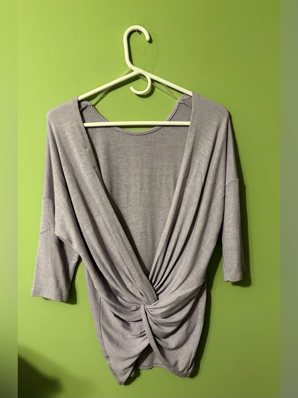 Promesa Lavender T-shirt with Knotted Drop Back Detail